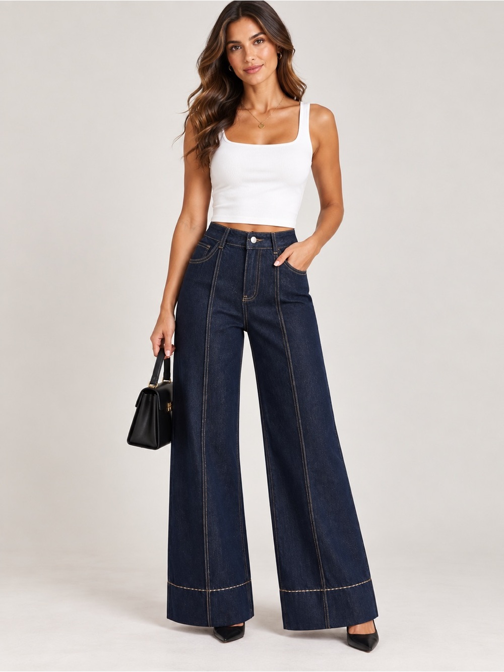 COMMENSE Wide Leg Denim Jeans
